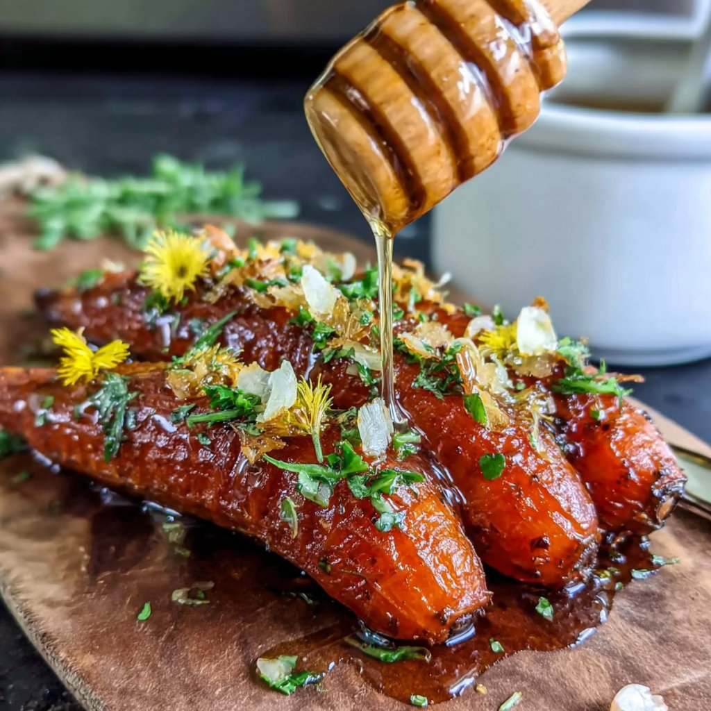 Honey Dandelion Glazed Carrots