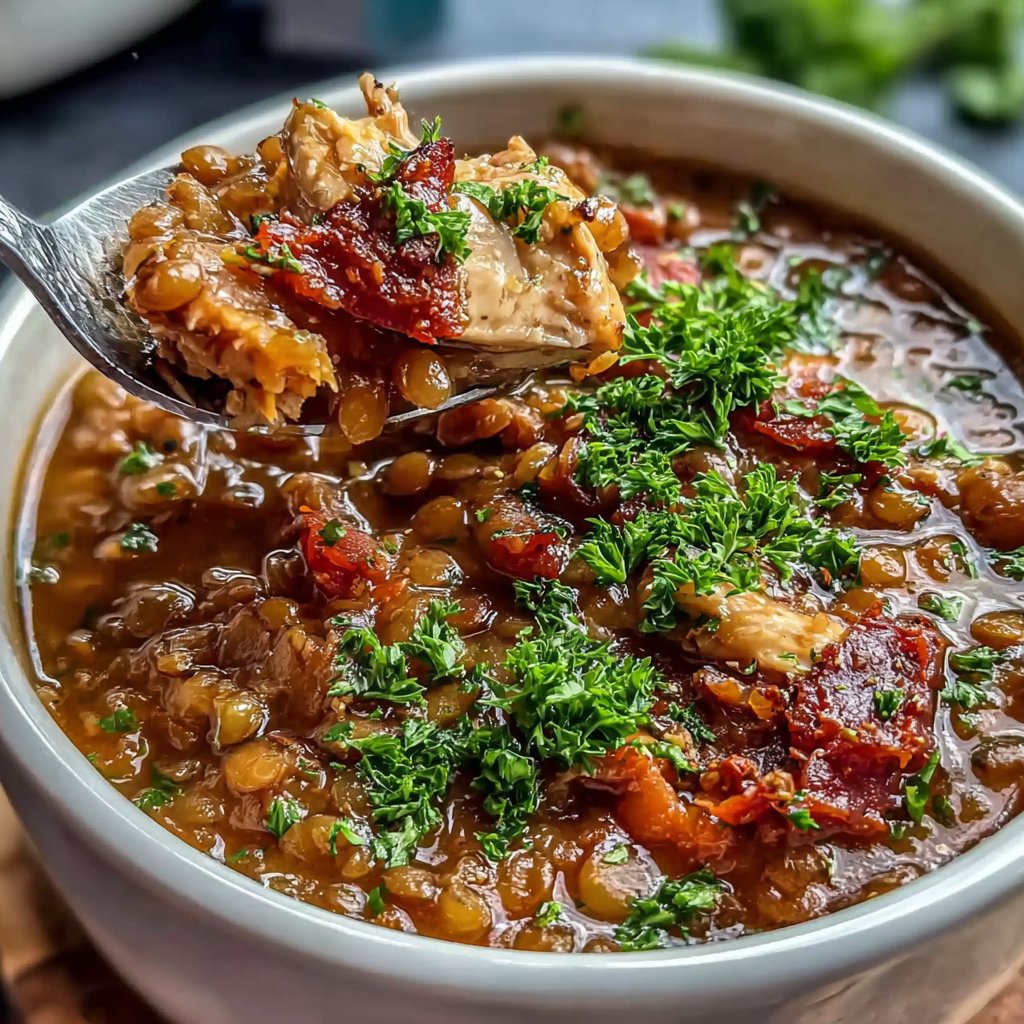 Chicken Lentil Soup Bowl
