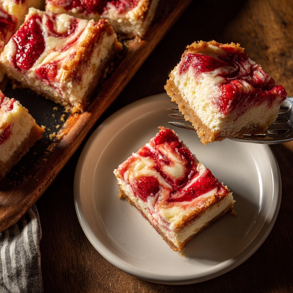 Strawberry Swirl Cheesecake Bars