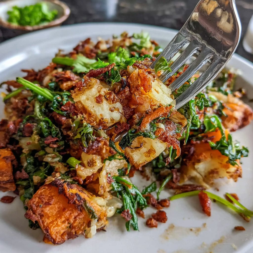 Dandelion and Sweet Potato Hash